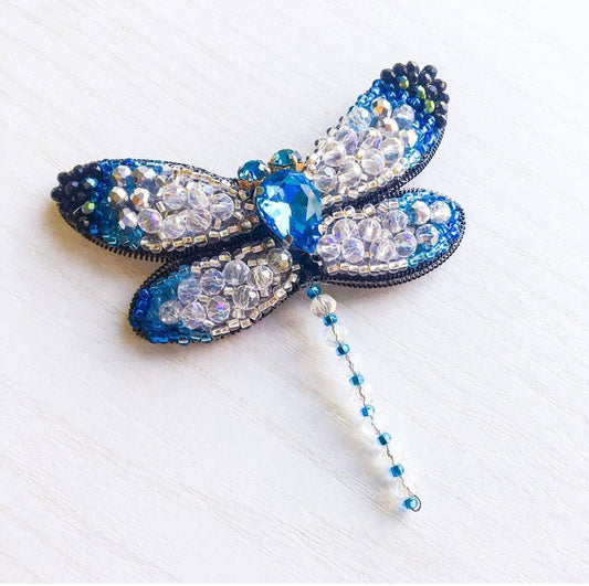 Dragonfly White and Blue
